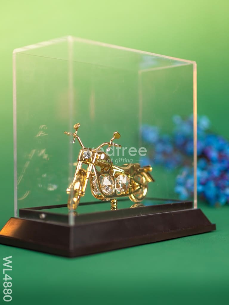 Gold Plated Harley Davidson with Acrylic Cabinet - WL4880