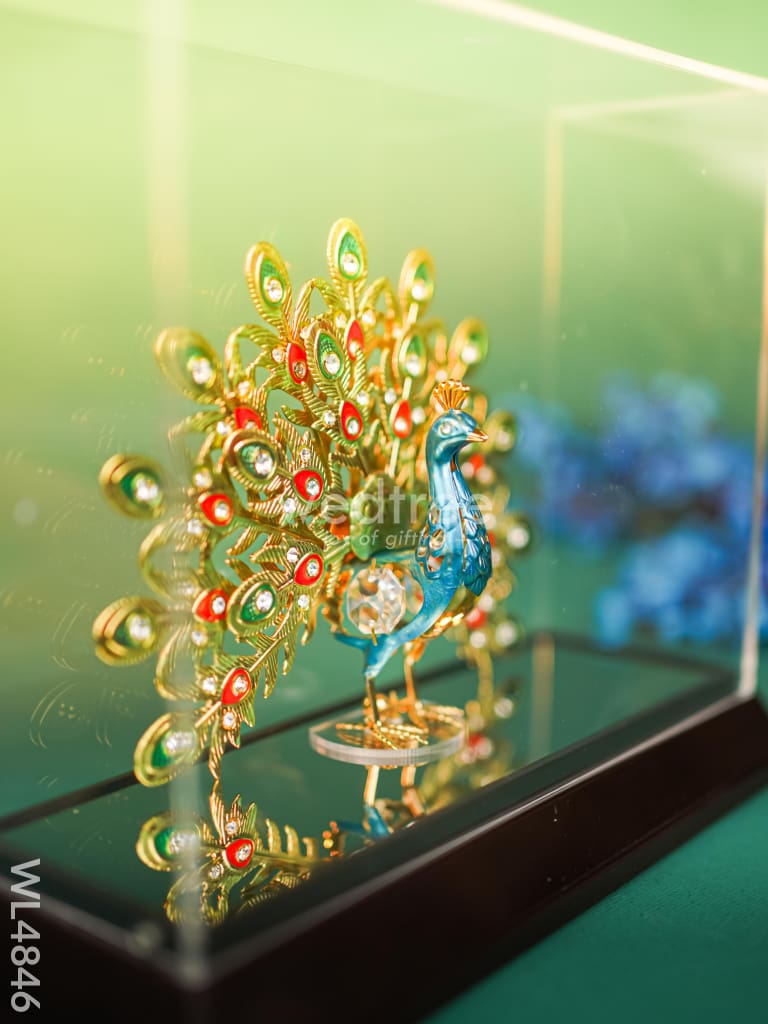 Gold Plated Peacock with Acrylic Cabinet - WL4846