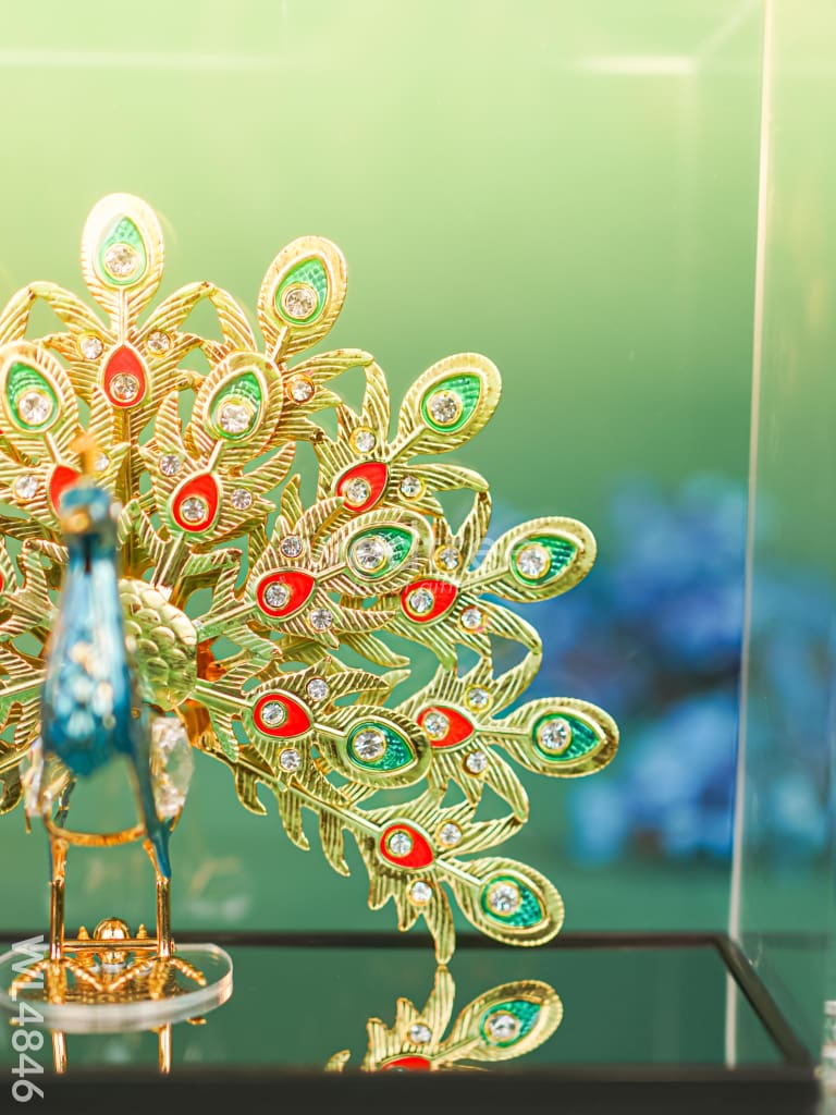 Gold Plated Peacock with Acrylic Cabinet - WL4846