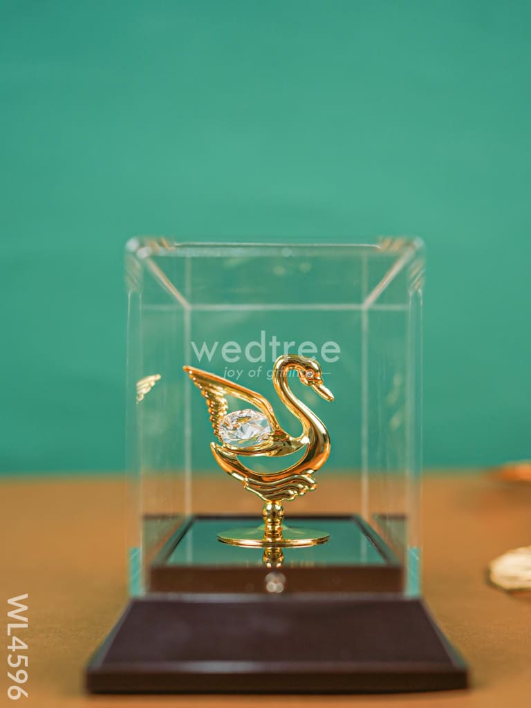 Gold Plated Swan with Acrylic Top - WL4596