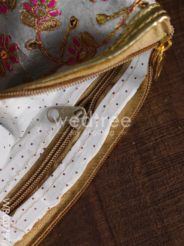 Golden Floral Embroidered Purse - WBG0797