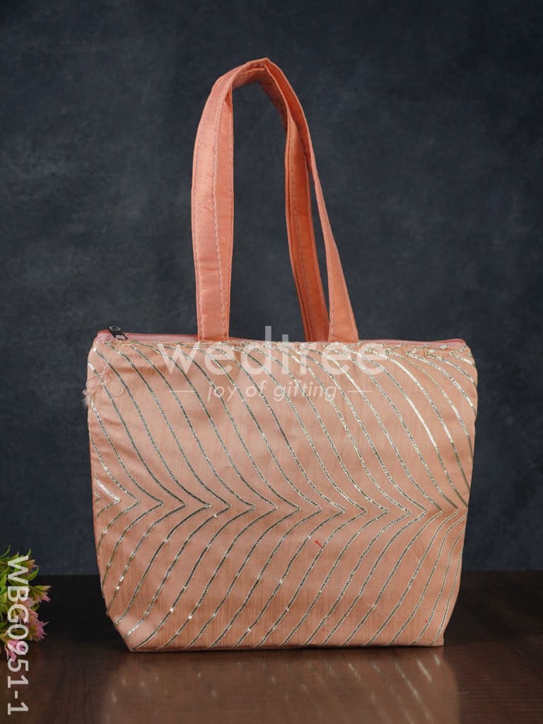 Golden Lace Work Hand Bag - (10x8) - WBG0951