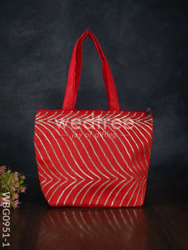 Golden Lace Work Hand Bag - (10x8) - WBG0951