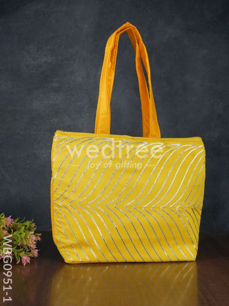 Golden Lace Work Hand Bag - (10x8) - WBG0951
