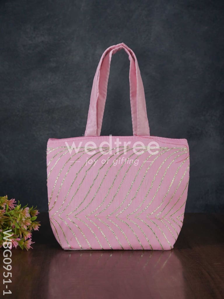 Golden Lace Work Hand Bag - (10x8) - WBG0951