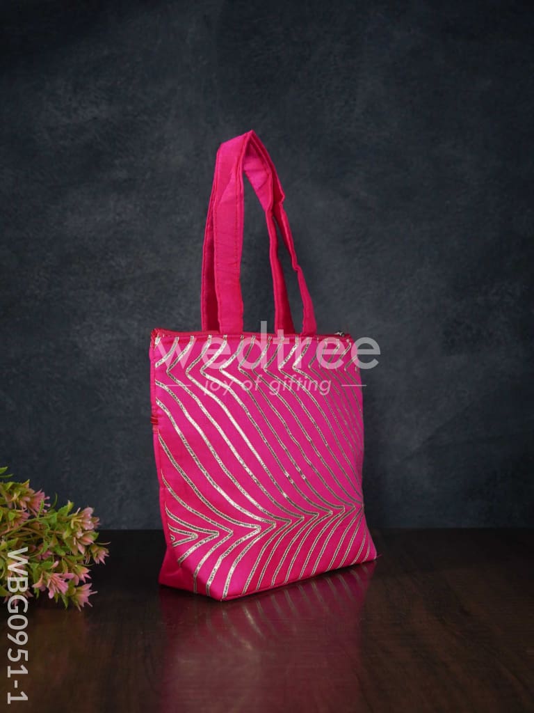 Golden Lace Work Hand Bag - (10x8) - WBG0951
