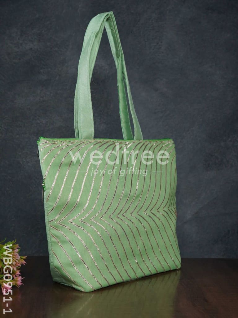 Golden Lace Work Hand Bag - (10x8) - WBG0951