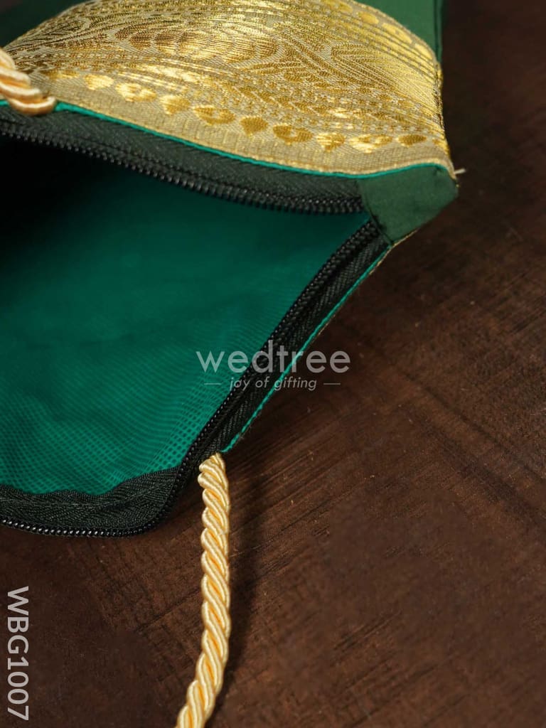 Golden Lotus with Leaf Zari Hand bag - WBG1007