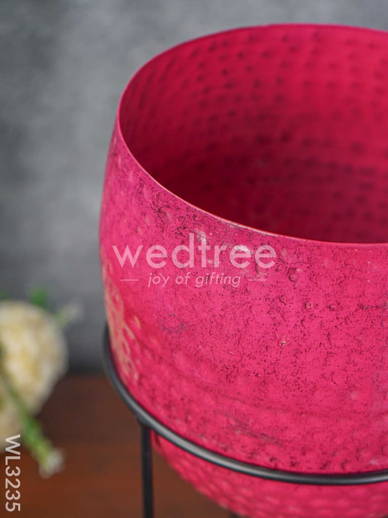 Hammered Planter Pot & Stand - WL3235