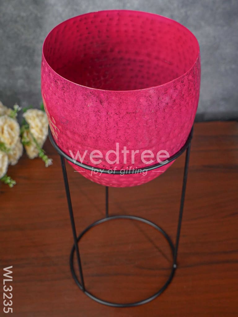Hammered Planter Pot & Stand - WL3235
