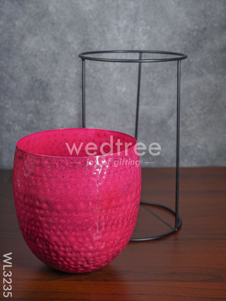 Hammered Planter Pot & Stand - WL3235