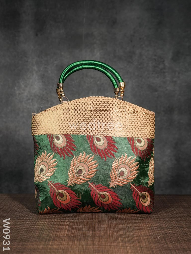 Hand Bag Peacock Feather Design - W0931