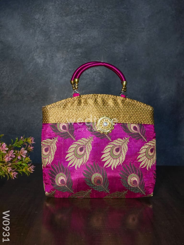 Hand Bag Peacock Feather Design - W0931