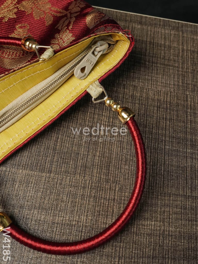 Hand Bag raw silk with floral & mango design - W4185