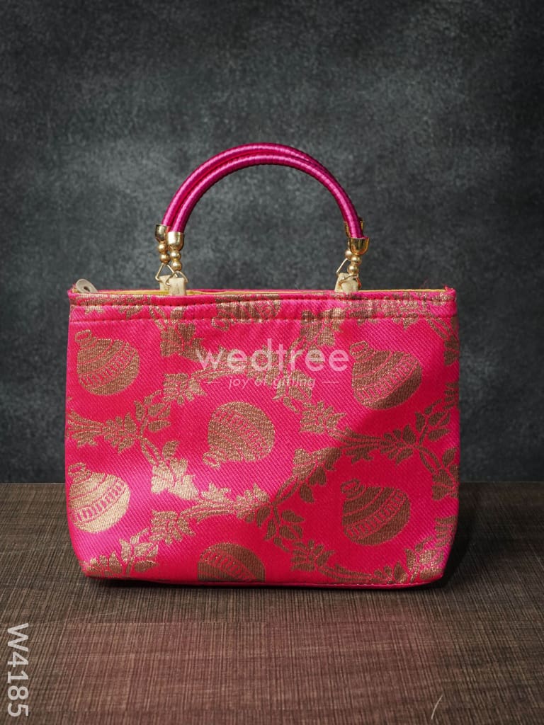 Hand Bag raw silk with floral & mango design - W4185