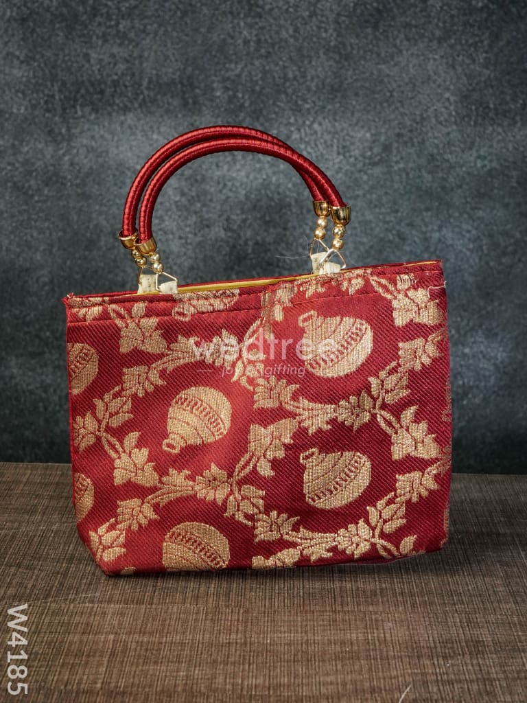Hand Bag raw silk with floral & mango design - W4185