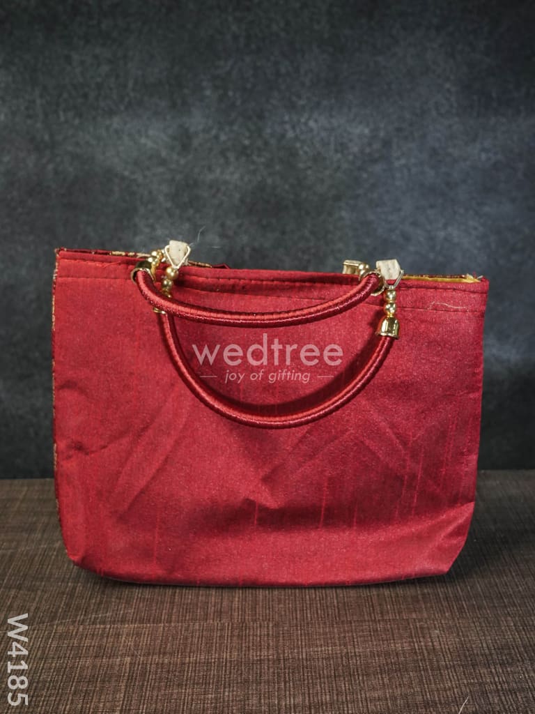 Hand Bag raw silk with floral & mango design - W4185