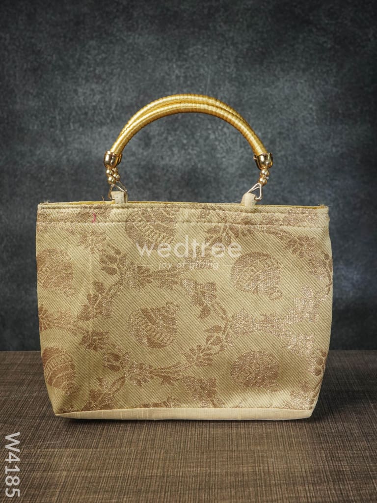 Hand Bag raw silk with floral & mango design - W4185