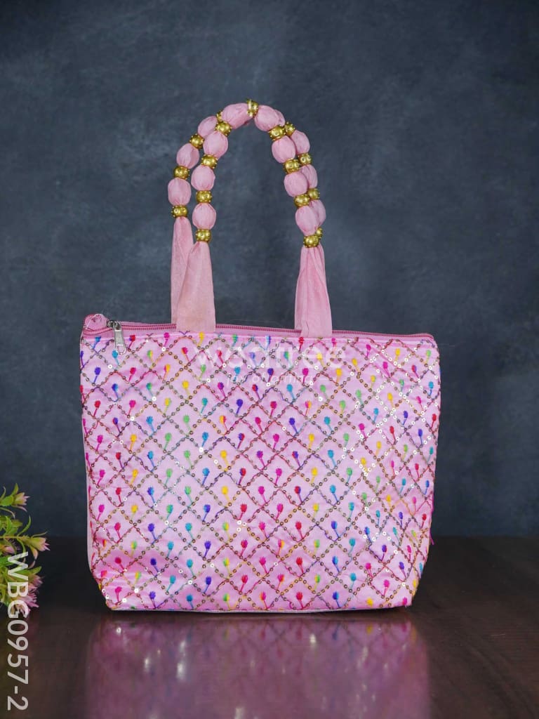 Hand Bag with Allover Thread Embroidery - WBG0957-2