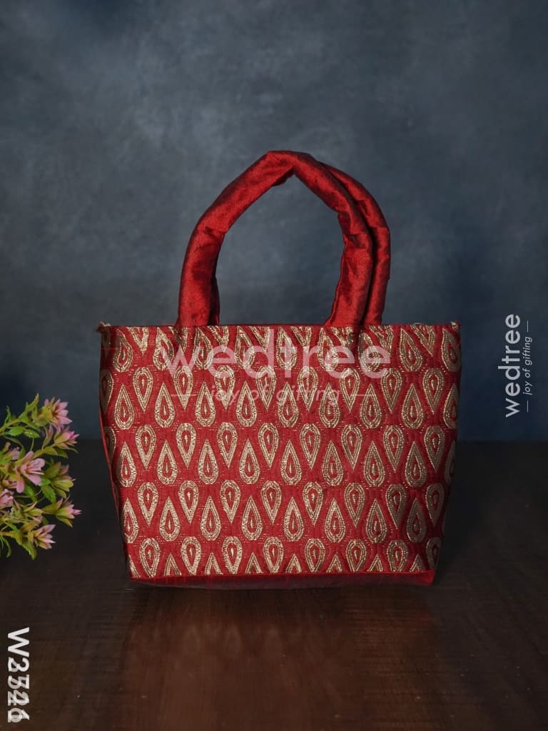 Hand Bag With Brocade Print - W3521