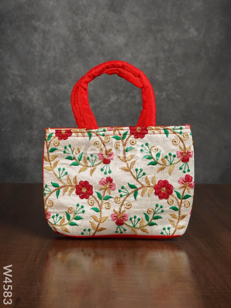 Hand Bag with Floral Embroidery - W4583