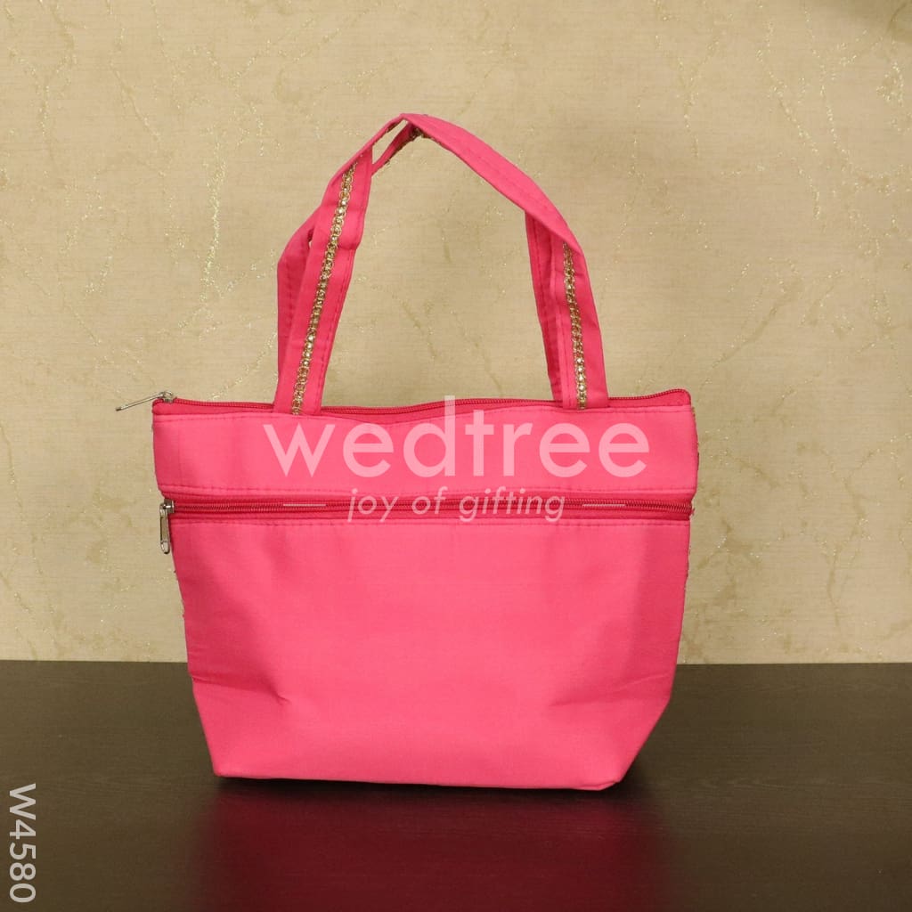 Hand bag with leaf and floral embroidery design - W4580