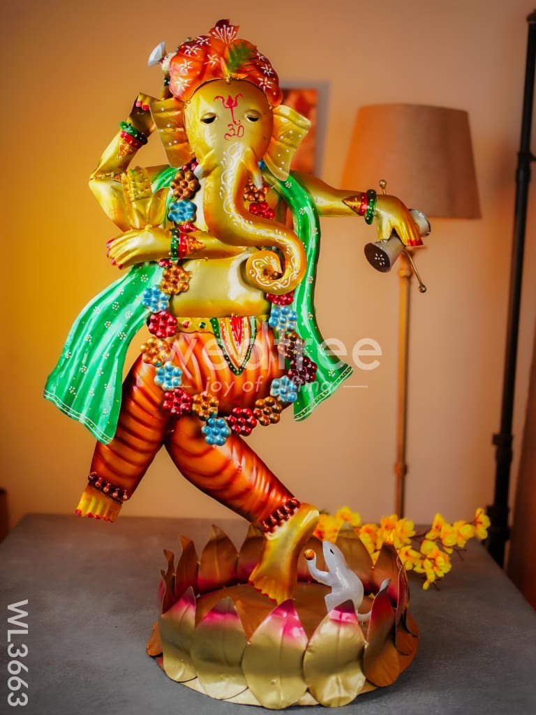Hand Painted Dancing Ganesha Showpiece - WL3663