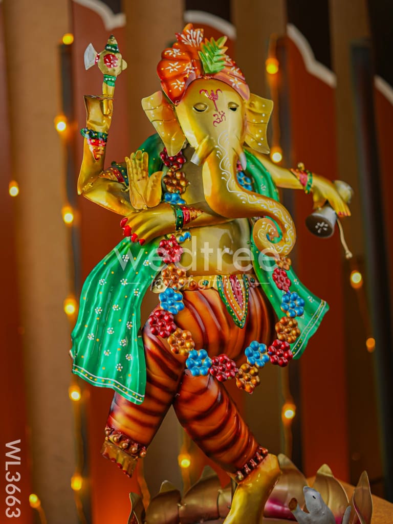 Hand Painted Dancing Ganesha Showpiece - WL3663