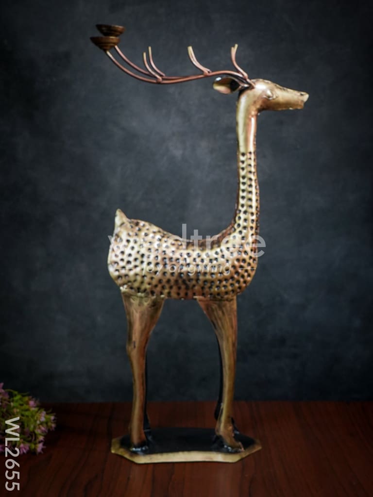 Hand Painted Deer Candle Stand - Set of 2 - WL2655