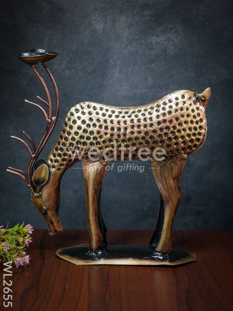 Hand Painted Deer Candle Stand - Set of 2 - WL2655
