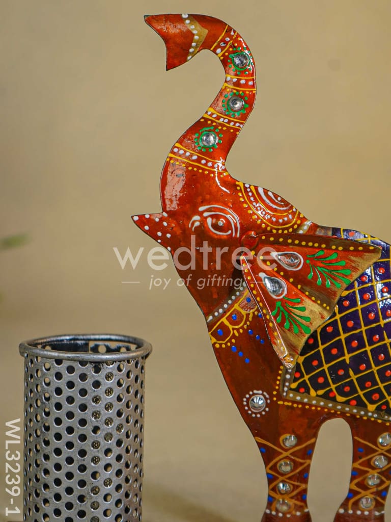 Hand Painted Elephant Pen Stand - WL3239-1