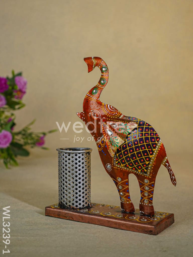 Hand Painted Elephant Pen Stand - WL3239-1
