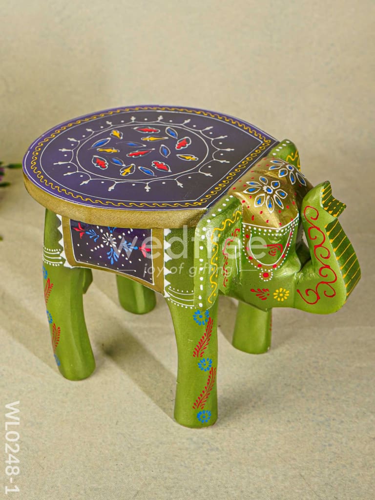 Hand Painted Elephant stool - 8 inch - WL0248-1