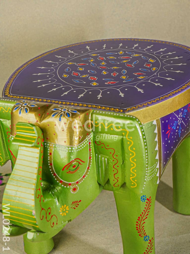 Hand Painted Elephant stool - 8 inch - WL0248-1