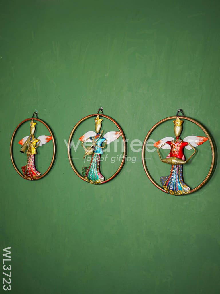 Hand painted Musical Angels wall hanging frame - Set of 3 - WL3723