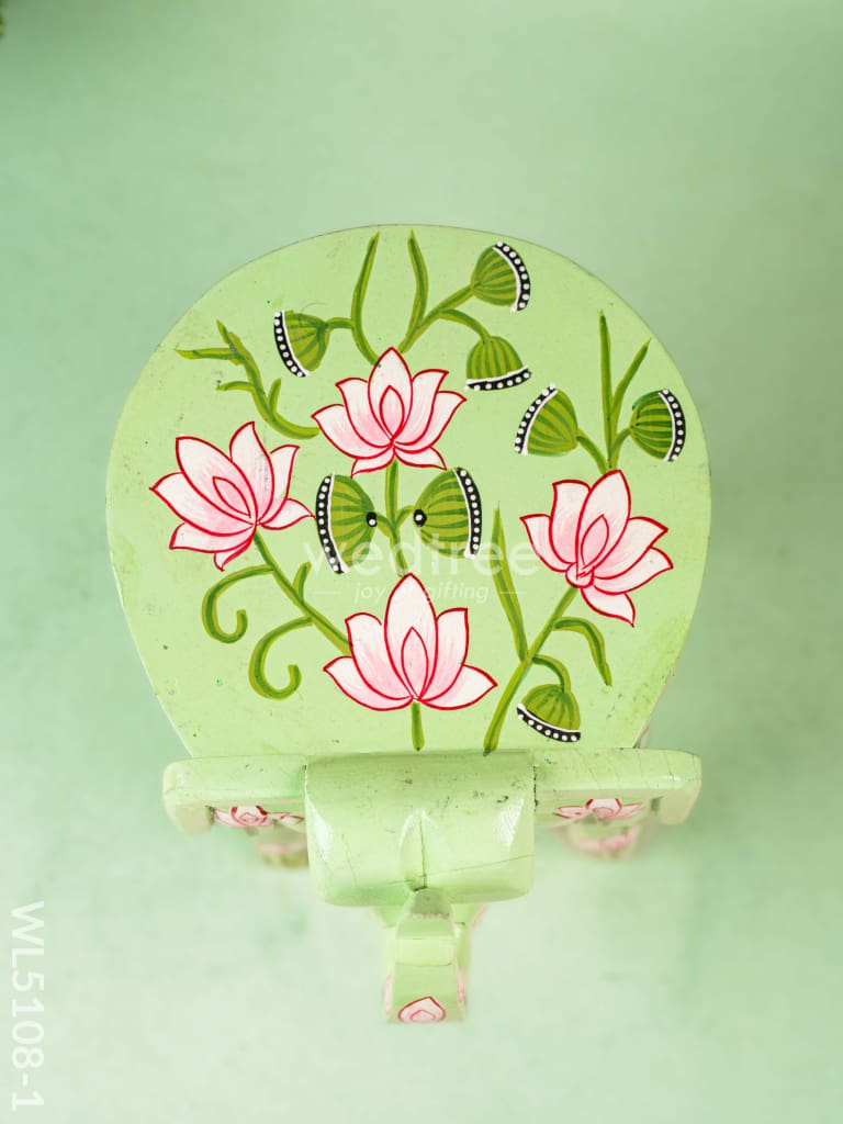 Hand Painted Pichwai Elephant Stool - 8 inch - Green - WL5108-1