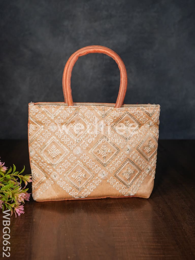 Handbag with Chikankari Work (Assorted) - WBG0652