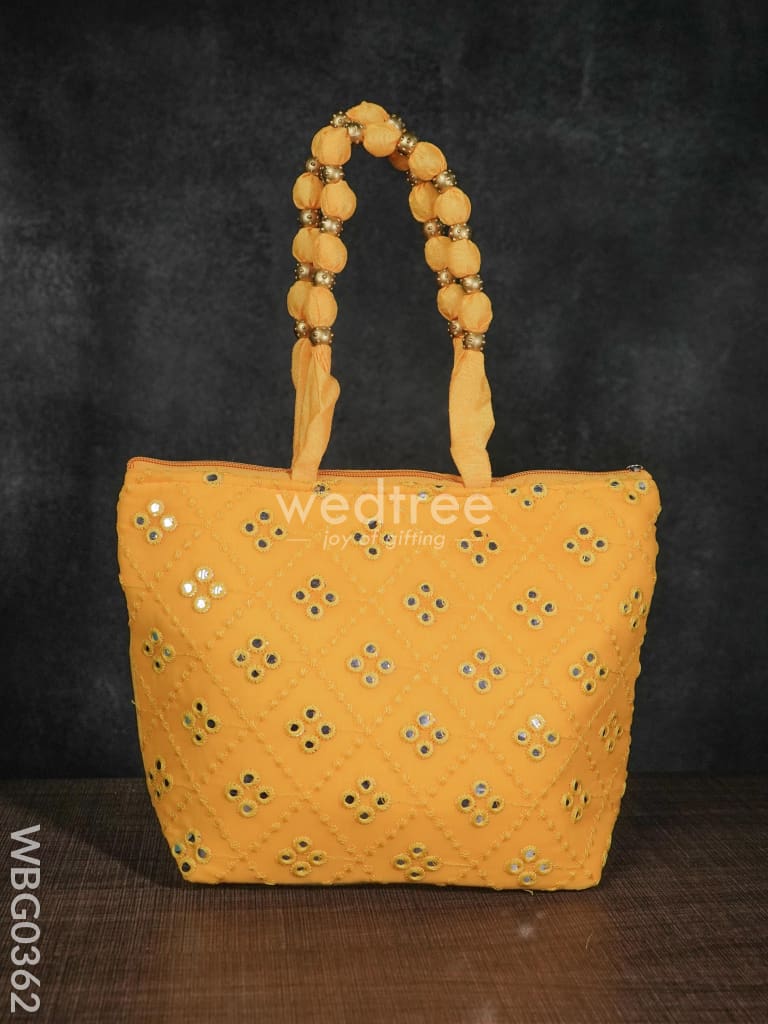 Handbag with Golden beads and Mirror Embroidery - WBG0362