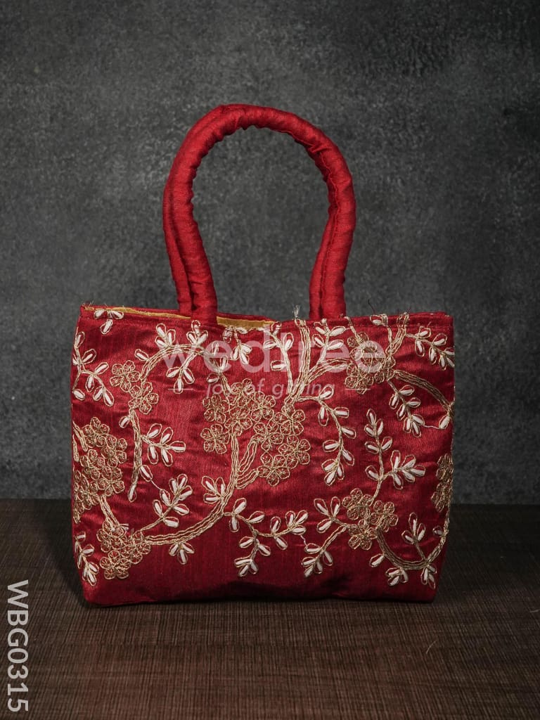 Handbag with Golden Floral Embroidery - WBG0315