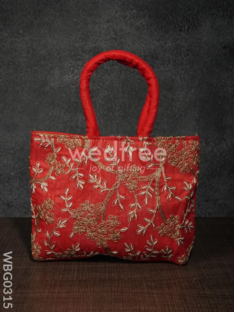 Handbag with Golden Floral Embroidery - WBG0315