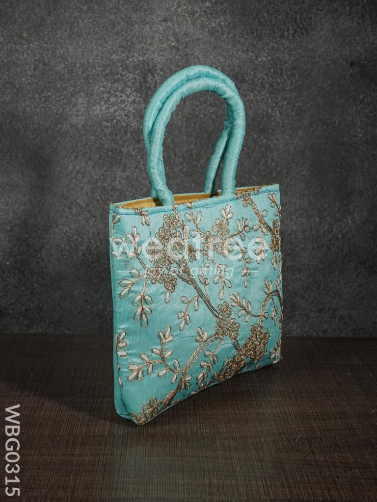 Handbag with Golden Floral Embroidery - WBG0315