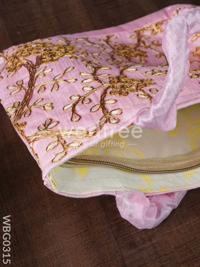 Handbag with Golden Floral Embroidery - WBG0315