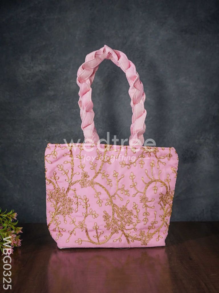 Handbag with Golden Floral Embroidery - WBG0325