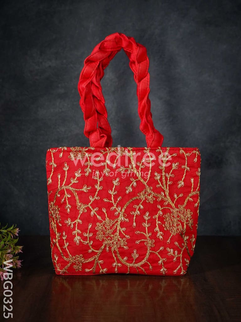 Handbag with Golden Floral Embroidery - WBG0325