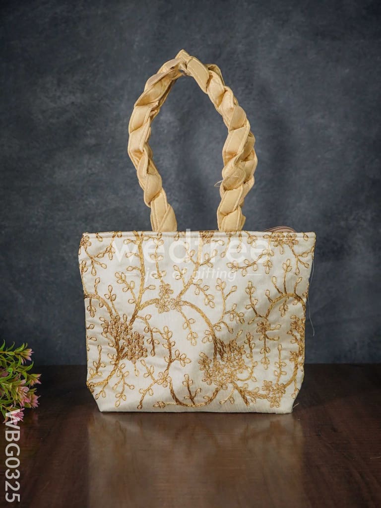Handbag with Golden Floral Embroidery - WBG0325