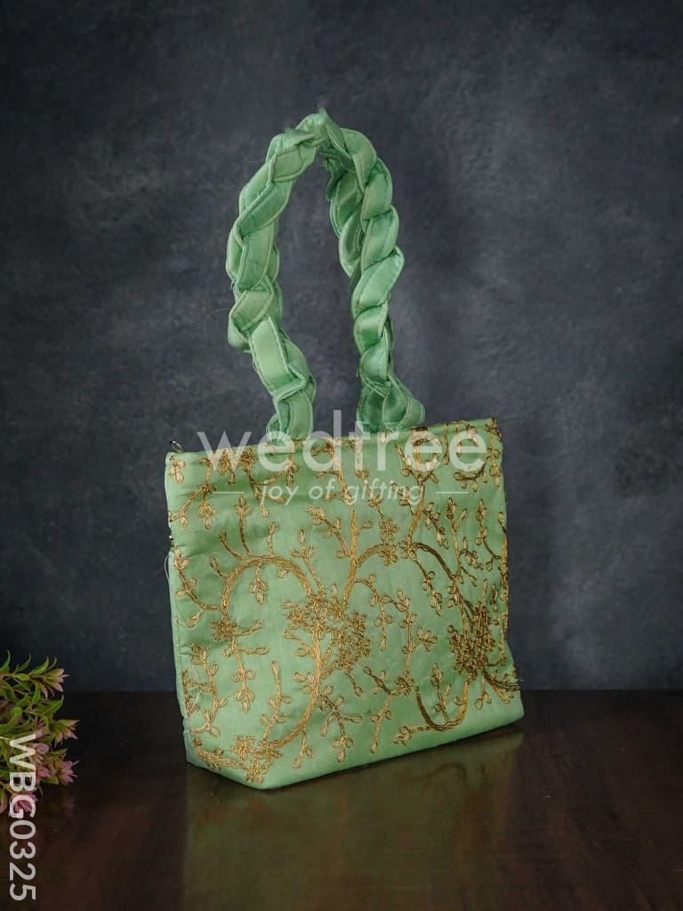 Handbag with Golden Floral Embroidery - WBG0325