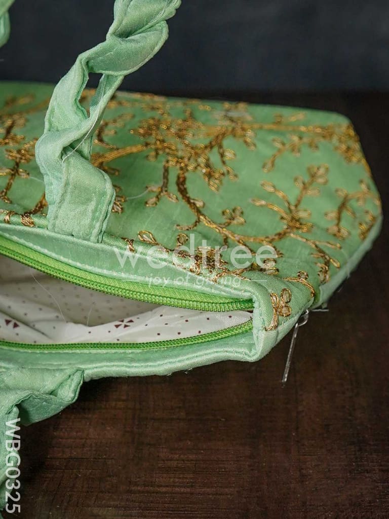 Handbag with Golden Floral Embroidery - WBG0325