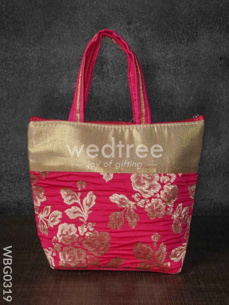 Handbag with Golden Floral Printed Design - WBG0319