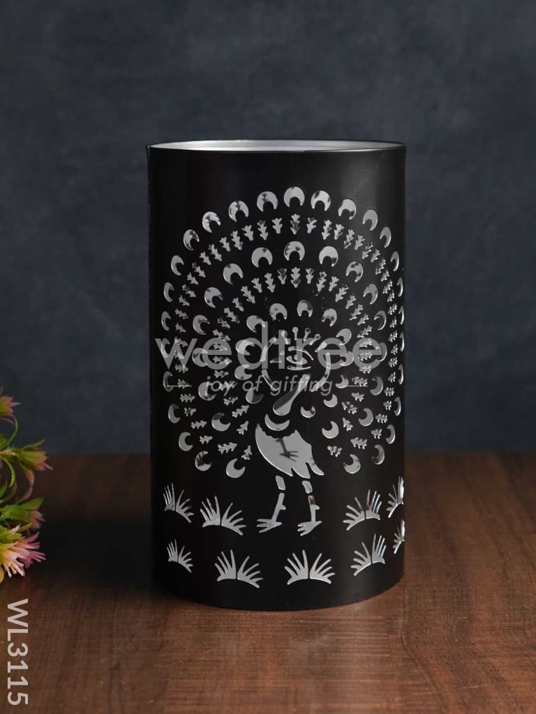 Handcrafted Votive with Peacock Design in Jhaali Pattern - Big - WL3115