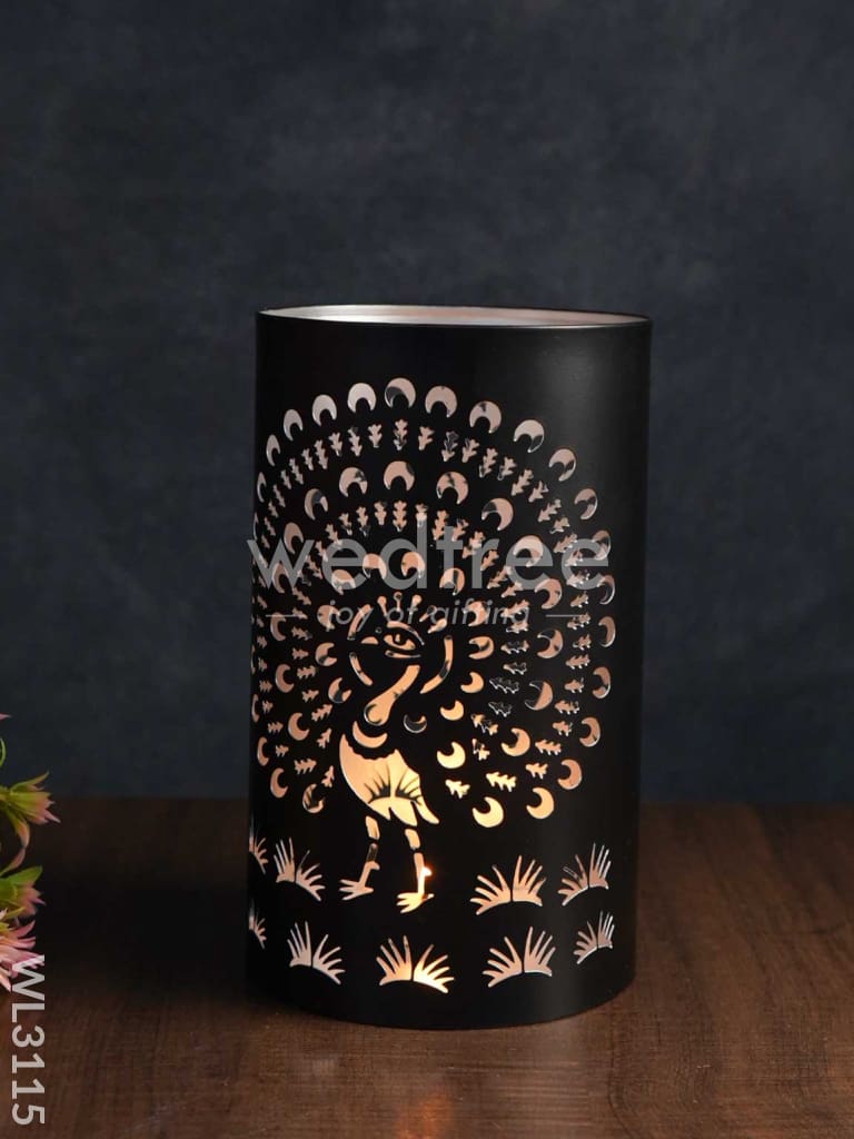 Handcrafted Votive with Peacock Design in Jhaali Pattern - Big - WL3115
